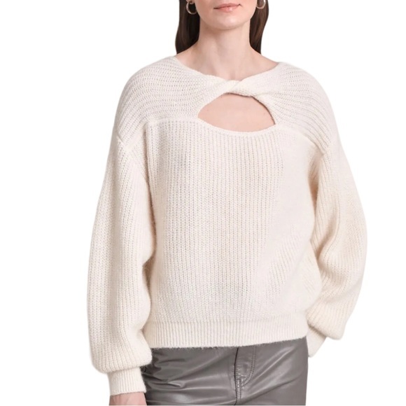 ELEVEN SIX Emma Twist Reversible Sweater Alpaca Wool Blend Ivory Sz Med/Large
